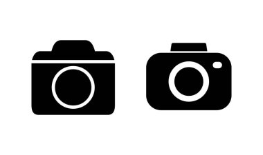 Kamera simgesi logosu tasarımı. Fotoğraf makinesi işareti ve sembol. fotoğrafçılık simgesi.