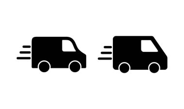 Teslimat kamyonu logosu tasarımı. Teslimat kamyonu işareti ve sembol. Hızlı dağıtım simgesi gönderiliyor