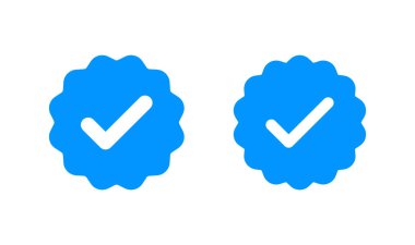 Doğrulanmış simge logosu tasarımı. Doğrulama işareti. onaylanmış simge