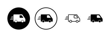 Teslimat kamyonu logosu tasarımı. Teslimat kamyonu işareti ve sembol. Hızlı dağıtım simgesi gönderiliyor