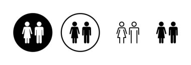 Erkek ve kadın simge logosu tasarımı. Erkek ve dişi işareti ve sembol. Kızlar ve oğlanlar