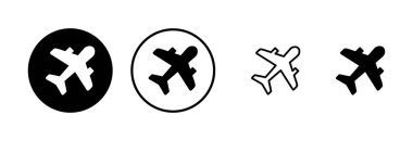 Uçak ikonu logosu tasarımı. Uçak işareti ve sembol. Uçuş taşıma sembolü. Seyahat işareti. uçak.