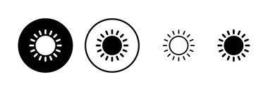 Güneş simgesi logosu tasarımı. Parlaklık işareti ve sembol