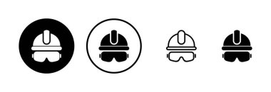 Kask simgesi logosu tasarımı. Motosiklet kaskı tabelası ve sembolü. İnşaat miğferi simgesi. Güvenlik kaskı