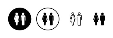 Erkek ve kadın simge logosu tasarımı. Erkek ve dişi işareti ve sembol. Kızlar ve oğlanlar