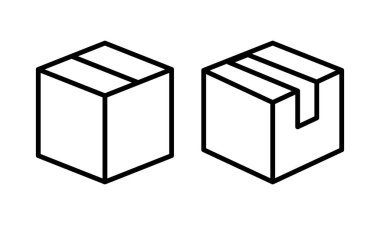 Kutu simgesi logosu tasarımı. kutu işareti ve sembol, paket, paket