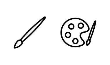 Boya simgesi logosu tasarımı. Boya fırçası işareti ve sembol. boyama silindiri vektörü