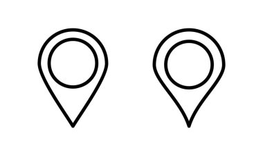 Pin simgesi logo tasarımı. Yer işareti ve sembol. hedef simgesi. harita iğnesi