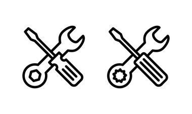 Araç simgesi logo tasarımı. araç işareti ve sembol. Simge ayarlanıyor. İngiliz anahtarı ve tornavida. Servis, onarım