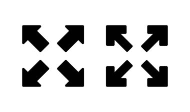 Tam ekran simge logosu tasarımı. Tam ekran işareti ve simgeye genişlet. Oklar sembolü