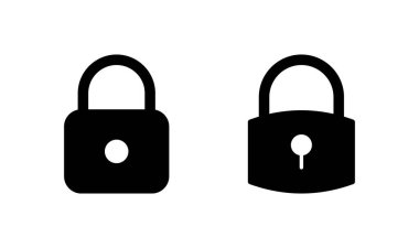 Simge logo tasarımını kilitle. Asma kilit işareti ve sembol. Şifreleme simgesi. Güvenlik sembolü