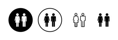 Erkek ve kadın simge logosu tasarımı. Erkek ve dişi işareti ve sembol. Kızlar ve oğlanlar