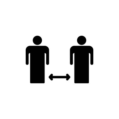 Uygulamalar ve web siteleri için sosyal uzaklık simgesi. Sosyal uzaklık işareti ve sembol. Kendini karantina işareti