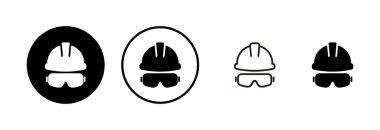 Kask simgesi logosu tasarımı. Motosiklet kaskı tabelası ve sembolü. İnşaat miğferi simgesi. Güvenlik kaskı