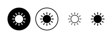Güneş simgesi logosu tasarımı. Parlaklık işareti ve sembol