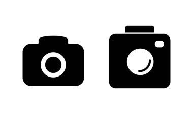 Kamera simgesi logosu tasarımı. Fotoğraf makinesi işareti ve sembol. fotoğrafçılık simgesi.