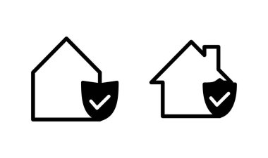 Ev sigortası ikonu logosu tasarımı. ev koruma işareti ve sembol