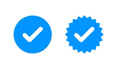 Doğrulanmış simge logosu tasarımı. Doğrulama işareti. onaylanmış simge