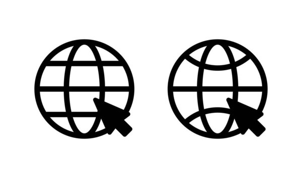 Web icon logo design. go to web sign and symbol. web click icon. Global search icon
