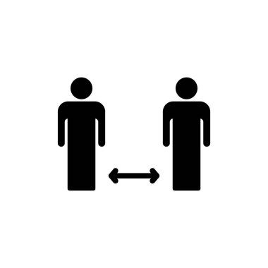 Uygulamalar ve web siteleri için sosyal uzaklık simgesi. Sosyal uzaklık işareti ve sembol. Kendini karantina işareti