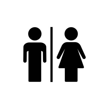 Uygulamalar ve web siteleri için tuvalet simgesi. Kızlar ve erkekler tuvaletleri imzalar ve simgeler. Banyo tabelası. wc, tuvalet