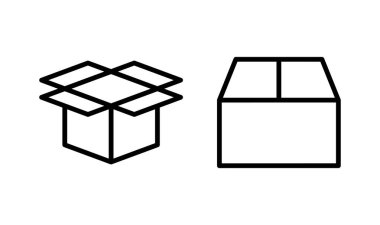 Kutu simgesi logosu tasarımı. kutu işareti ve sembol, paket, paket