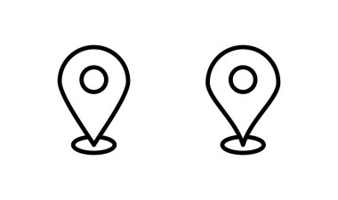 Pin simgesi logo tasarımı. Yer işareti ve sembol. hedef simgesi. harita iğnesi