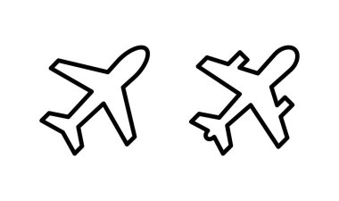 Uçak ikonu logosu tasarımı. Uçak işareti ve sembol. Uçuş taşıma sembolü. Seyahat işareti. uçak.
