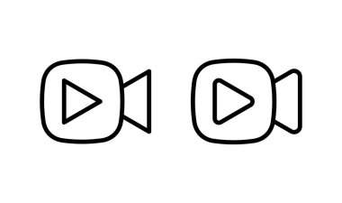 Video simgesi logosu tasarımı. Video kamera işareti ve sembol. Film tabelası. Sinema