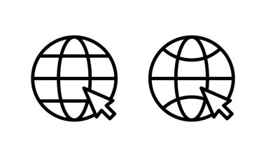 Web simgesi logosu tasarımı. Web tabelalarına ve sembollere git. Web tıklama simgesi. Genel arama simgesi
