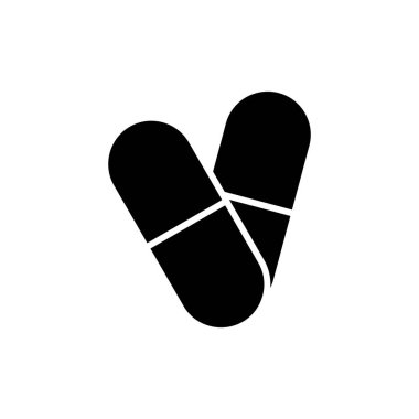 Uygulamalar ve web siteleri için hap simgesi. Kapsül simgesi. Uyuşturucu işareti ve sembol