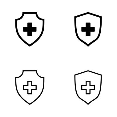 Sağlık sigortası ikonu vektörü. Sigorta sağlık belgesi ve sembolü