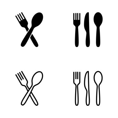 kaşık ve çatal ikon vektörü. kaşık, çatal ve bıçak ikonu vektörü. Restoran işareti ve sembolü