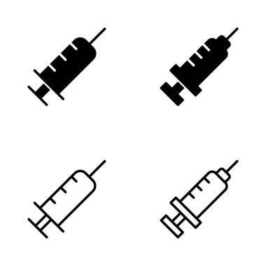 Şırınga ikon vektörü. Enjeksiyon işareti ve sembol. Aşı simgesi