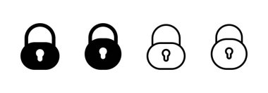 Simge logo tasarımını kilitle. Asma kilit işareti ve sembol. Şifreleme simgesi. Güvenlik sembolü