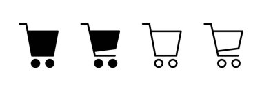 Alışveriş simgesi logosu tasarımı. Alışveriş arabası işareti ve sembol. Trolley simgesi