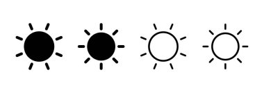 Güneş simgesi logosu tasarımı. Parlaklık işareti ve sembol