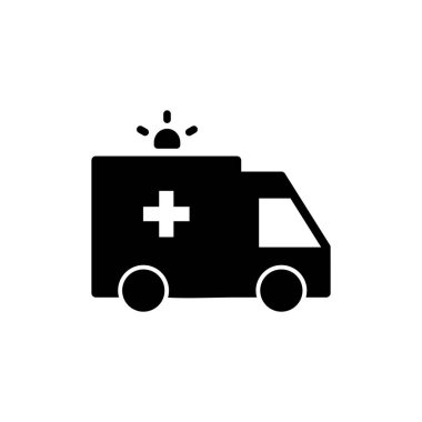 Uygulamalar ve web siteleri için ambulans simgesi. Ambulans kamyonu işareti ve sembol. Ambulans arabası