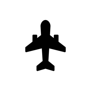Uygulamalar ve web siteleri için uçak simgesi. Uçak işareti ve sembol. Uçuş taşıma sembolü. Seyahat işareti. uçak.