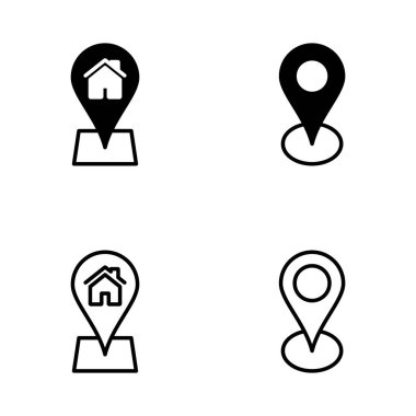 Adres simgesi vektörü. Ev işareti ve sembol. nokta