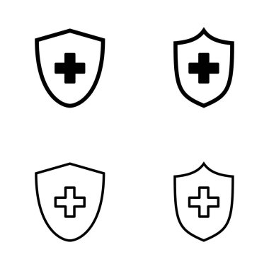 Sağlık sigortası ikonu vektörü. Sigorta sağlık belgesi ve sembolü