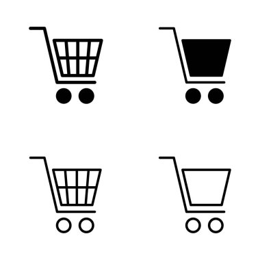 Alışveriş ikonu vektörü. Alışveriş arabası işareti ve sembol. Trolley simgesi