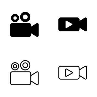 Video simgesi vektörü. Video kamera işareti ve sembol. Film tabelası. Sinema