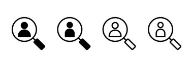 Simge logosu tasarımı işe alınıyor. Arama işi boşluk işareti ve sembol. İnsan kaynakları konsepti. İşe alım.