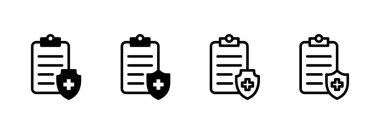 Tıbbi sigorta ikonu logosu tasarımı. Sağlık sigortası ve sembol