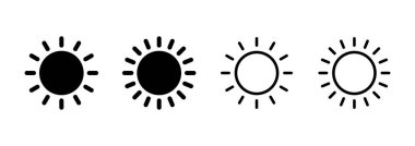 Güneş simgesi logosu tasarımı. Parlaklık işareti ve sembol