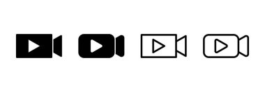Video simgesi logosu tasarımı. Video kamera işareti ve sembol. Film tabelası. Sinema