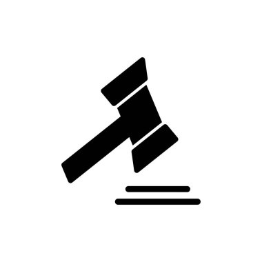 Uygulamalar ve web siteleri için Gavel simgesi. Yargıç tokmak işareti ve sembol. Kanun simgesi. Açık arttırma çekici