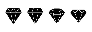 Elmas ikon vektörü. Elmas taşları işareti ve sembolü