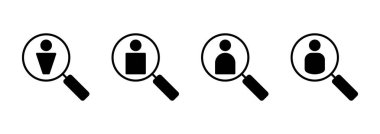 Simge vektörü işe alınıyor. Arama işi boşluk işareti ve sembol. İnsan kaynakları konsepti. İşe alım.